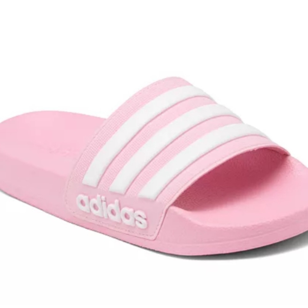 Girls pink adidas sandals.
